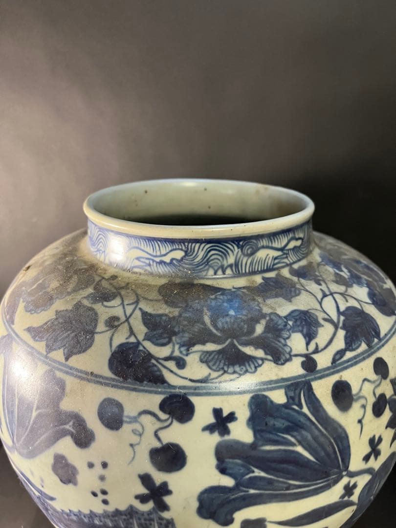 青花魚藻文大壺　古美術　骨董　中国美術　アンティーク