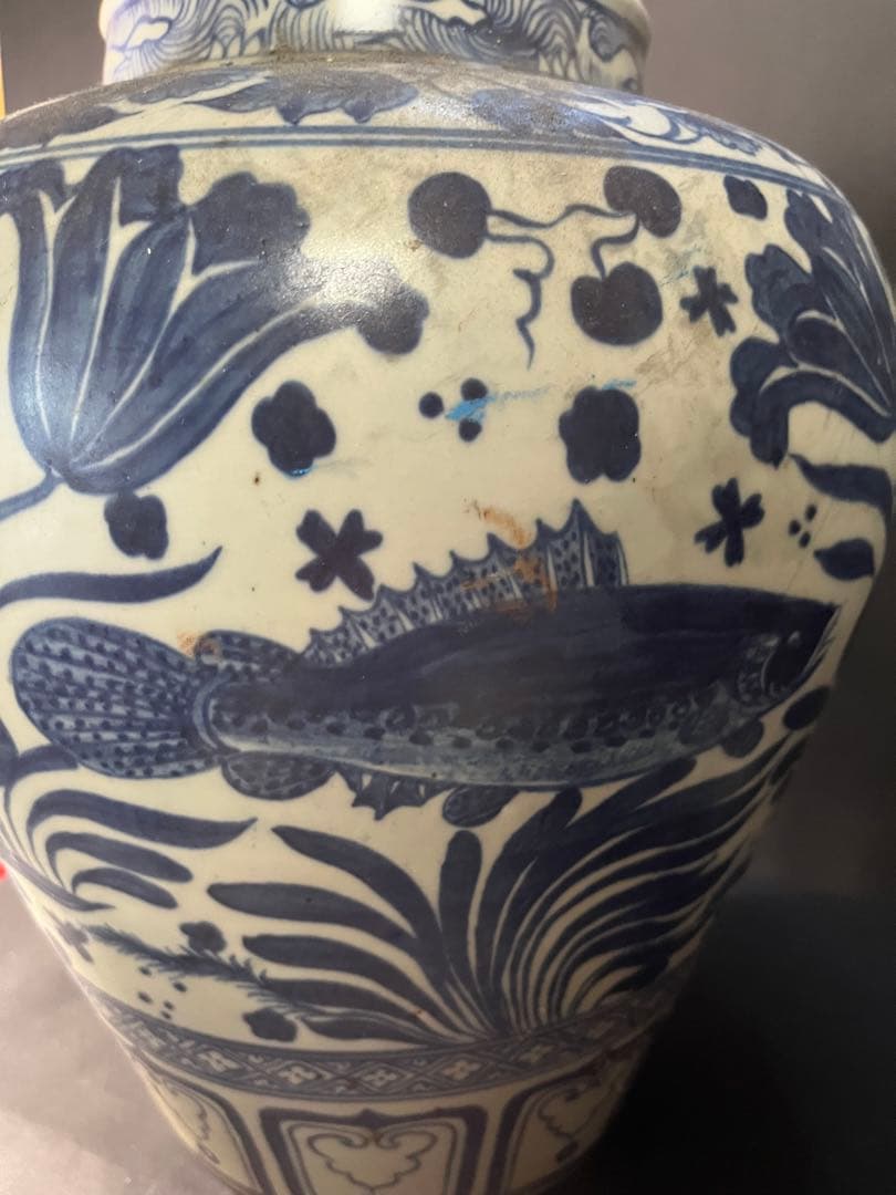 青花魚藻文大壺　古美術　骨董　中国美術　アンティーク