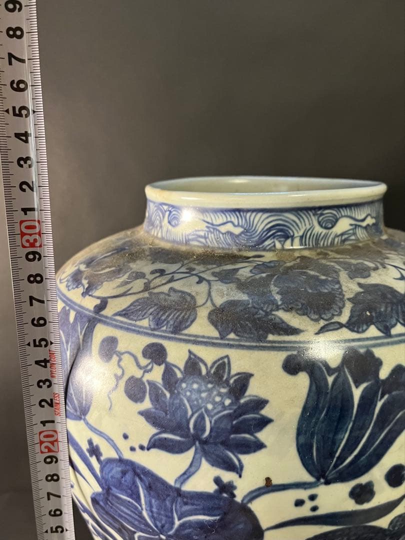 青花魚藻文大壺　古美術　骨董　中国美術　アンティーク