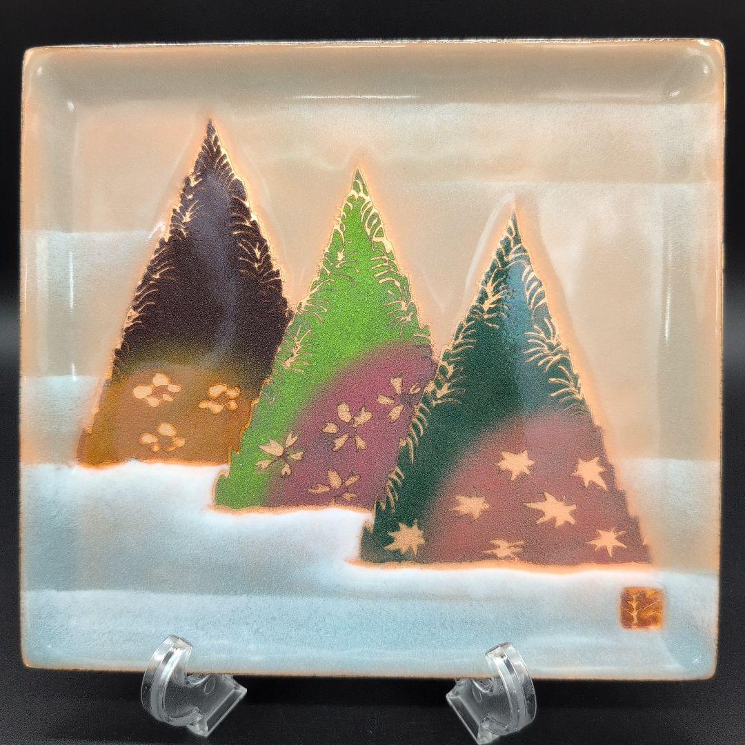 【未使用品】綺麗な 七宝 神杉文 飾皿　エマイユ 七宝 宮内庁 御用達