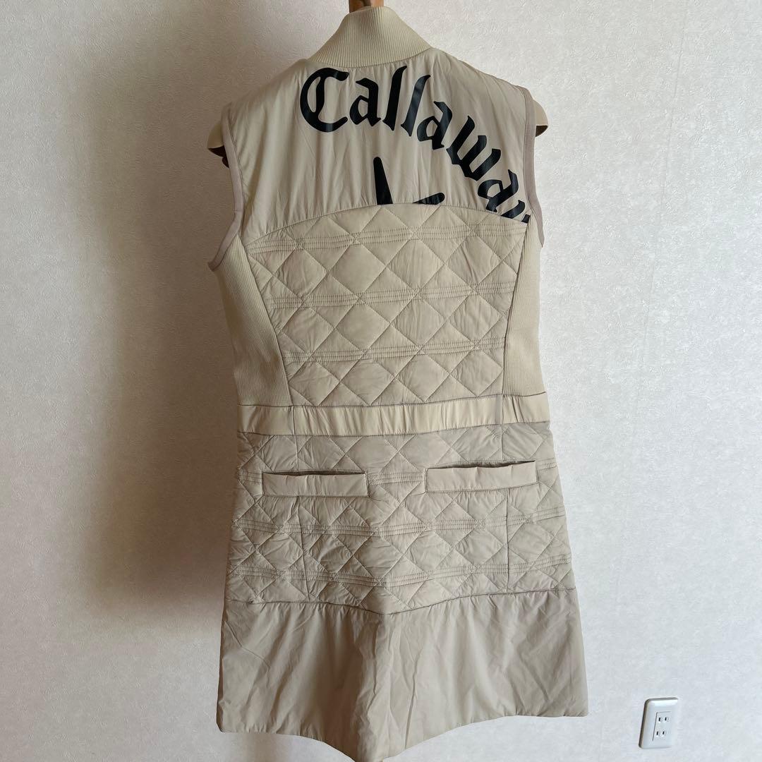新品未使用Callaway ベージュ キルティングロングベストM 手洗い可
