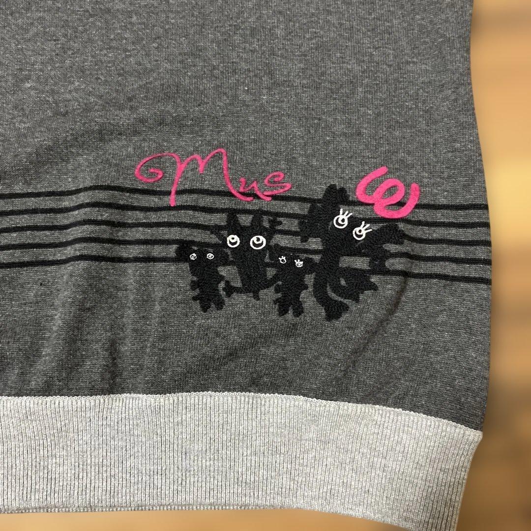 キャラクター 刺繍ニットベスト グレー