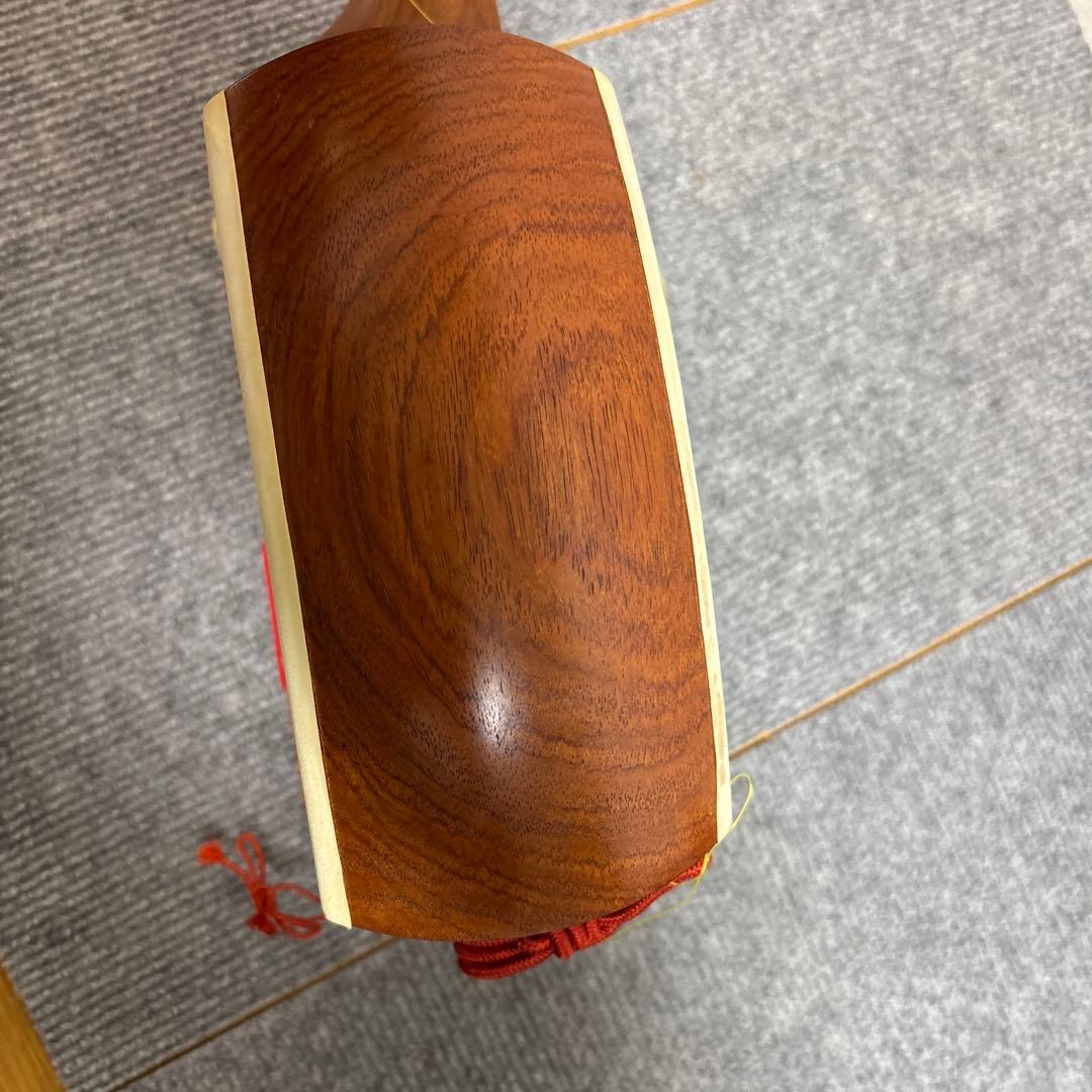 三味線 中棹 丸打胴 皮破れあり 要張替え 和楽器