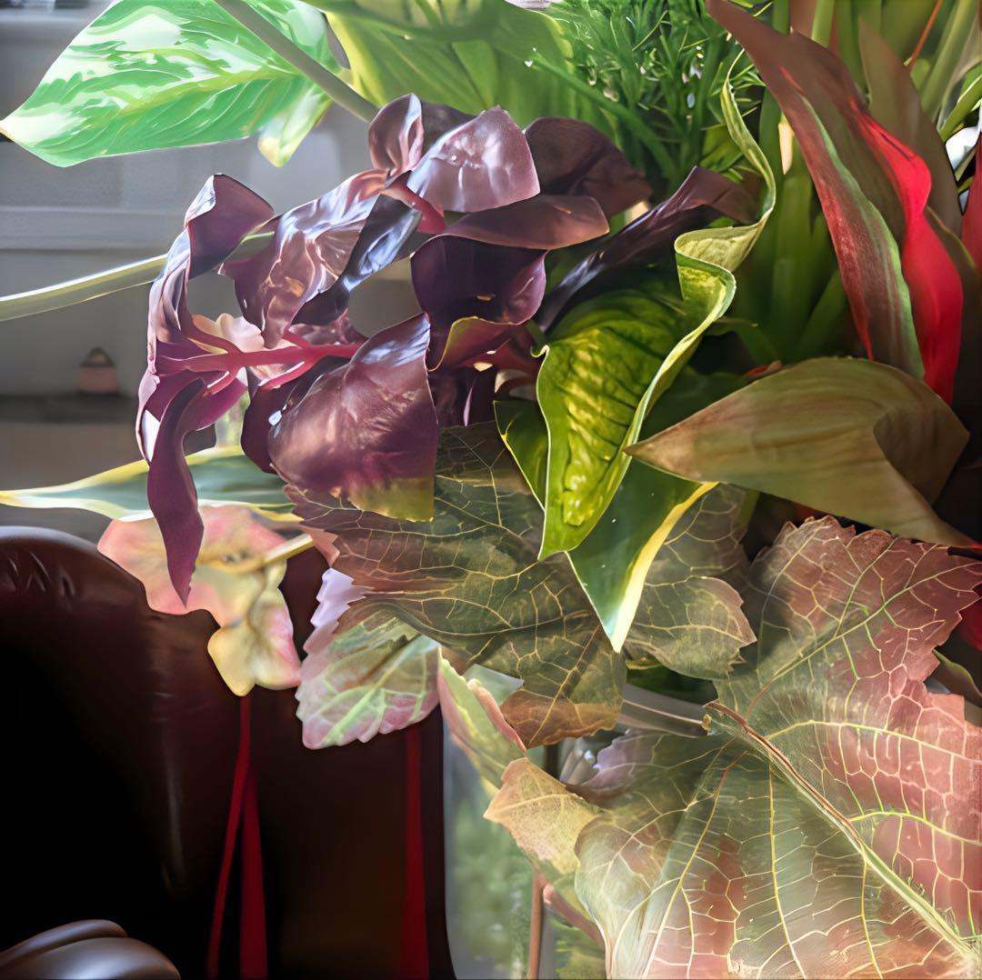 光触媒　人工観葉植物　ウォールグリーン　フェイクグリーン　カラジュームアレンジＷ