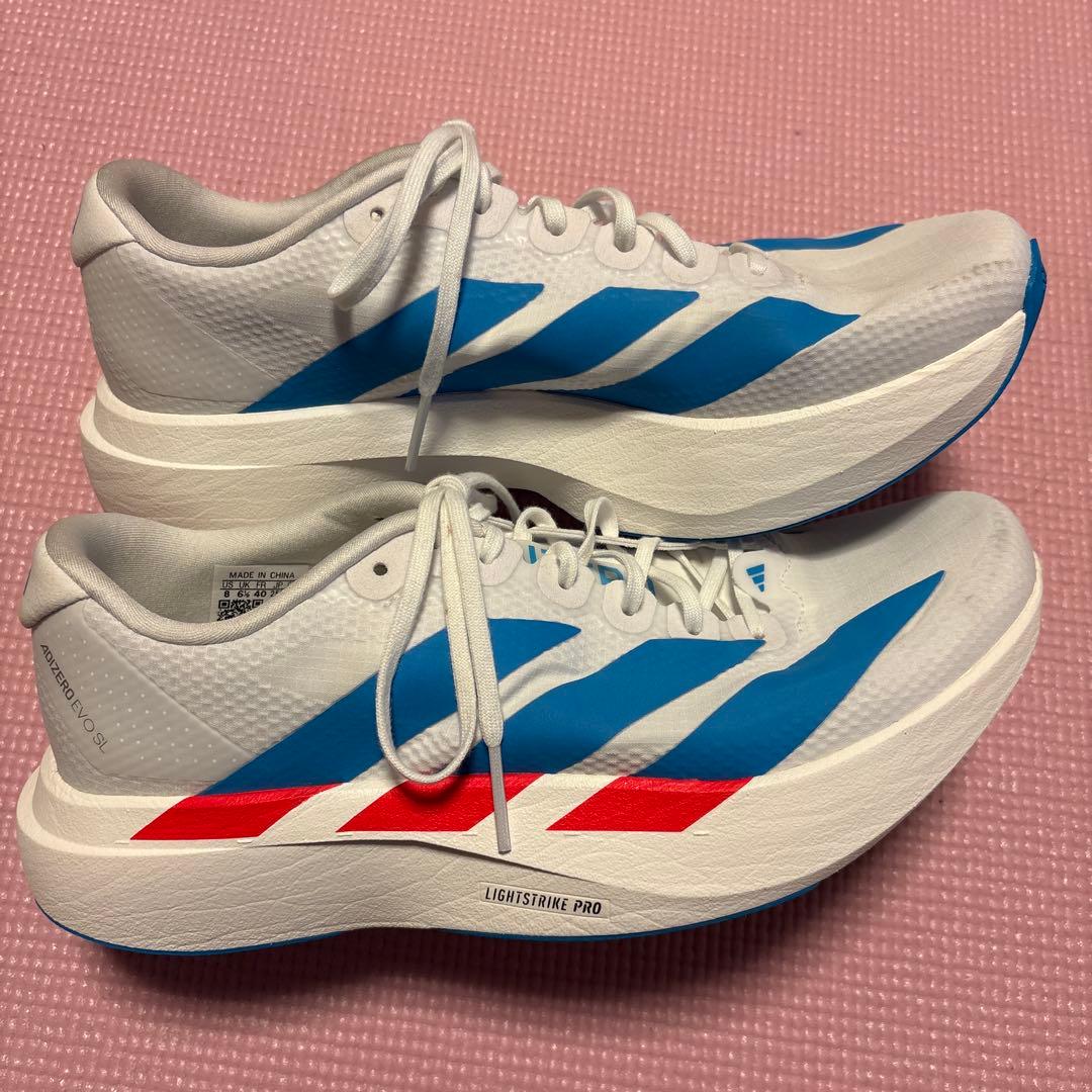 adidas ADIZERO スパイクシューズ ホワイト/ブルー/レッド