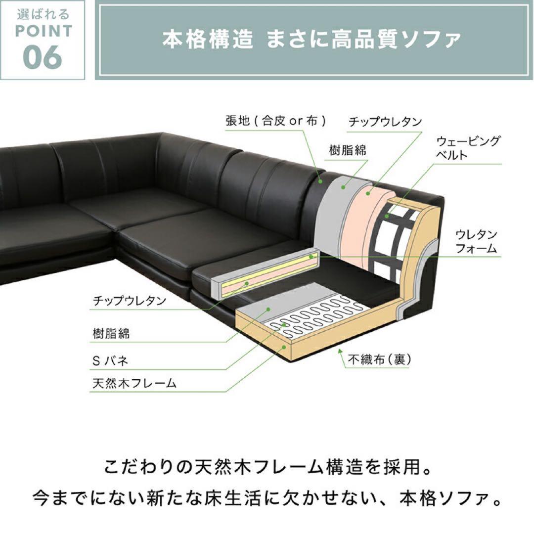 コーナーソファ ファブリック ネイビー