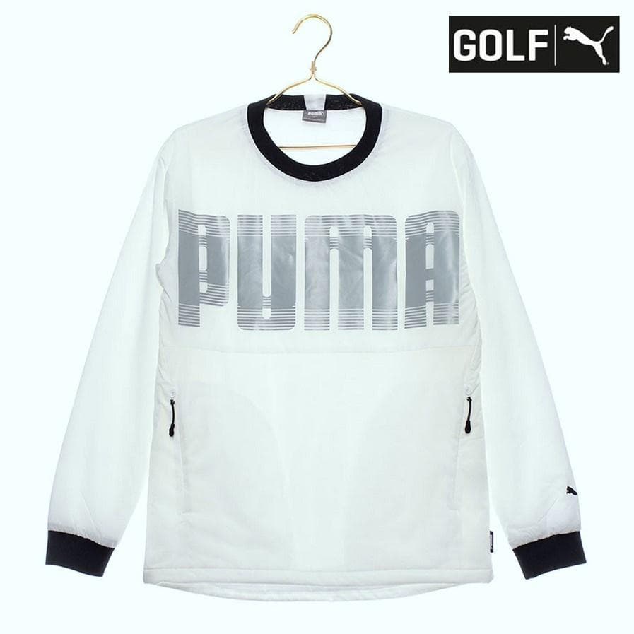 PUMA ゴルフ【L】中綿入り ハイパーストレッチ プルオーバー （白）