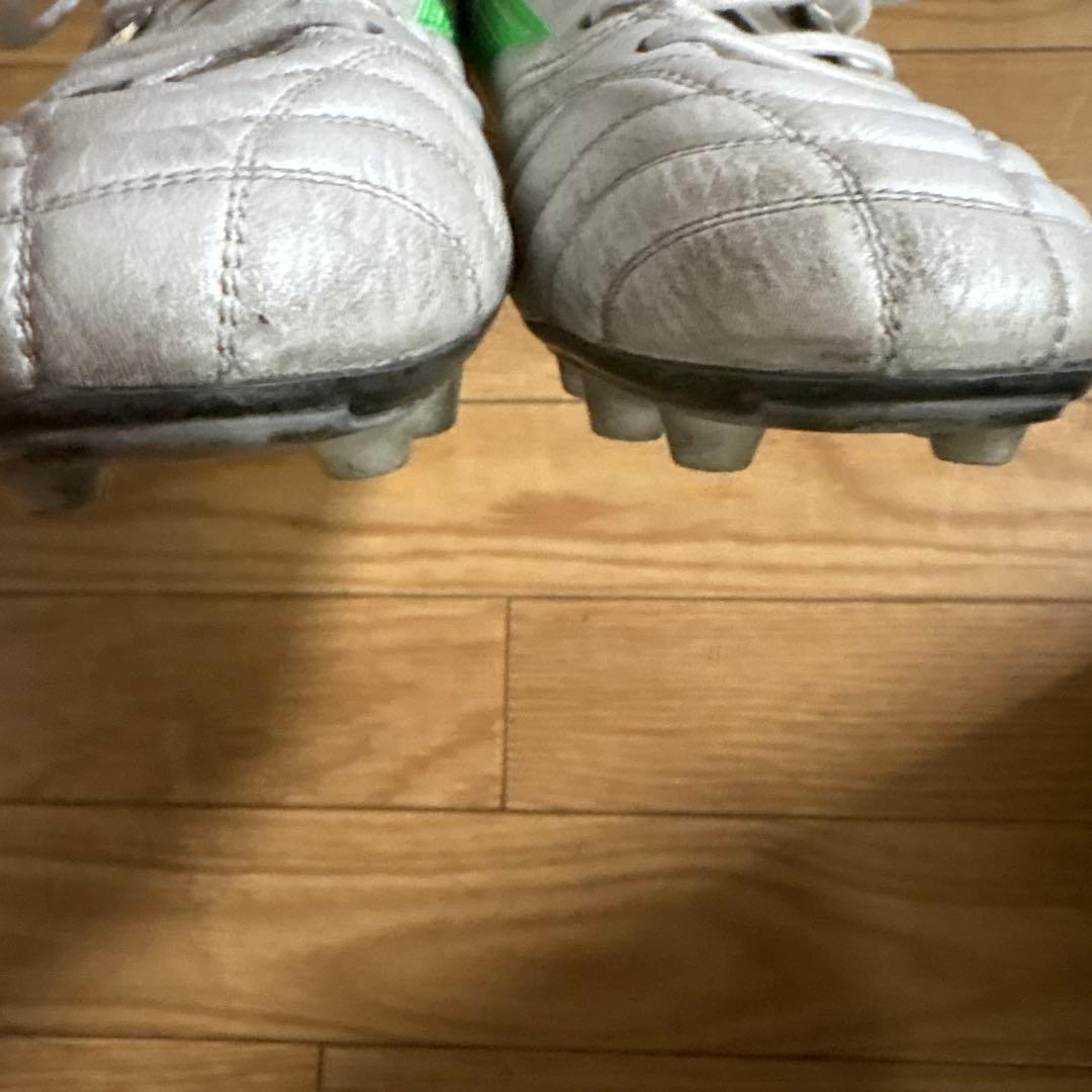 Mizuno サッカースパイクモナルシーダ ホワイト/グリーン カンガルーレザー