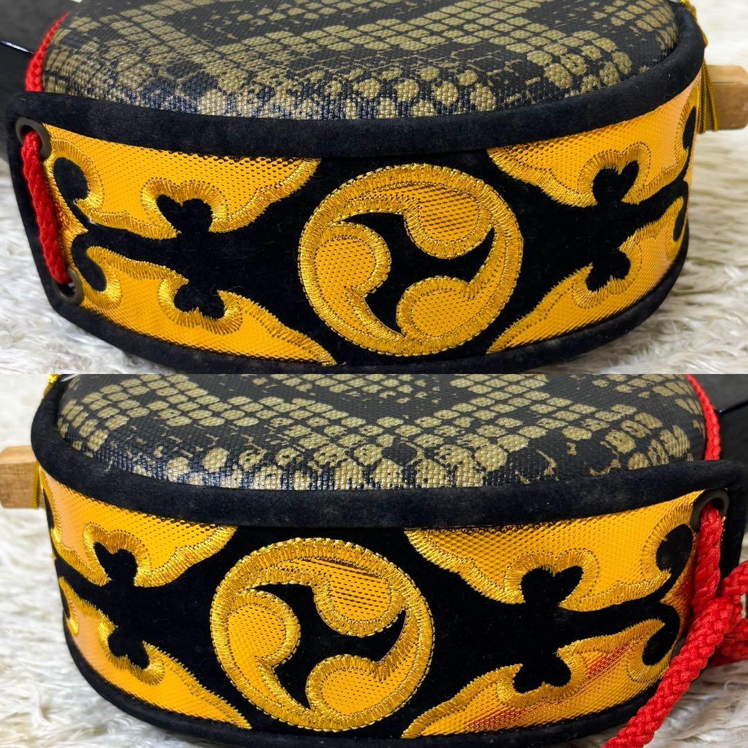 【極美品】沖縄 三線 人工革 蛇 ヘビ 工四合 ソフトケース付き 付属品多数