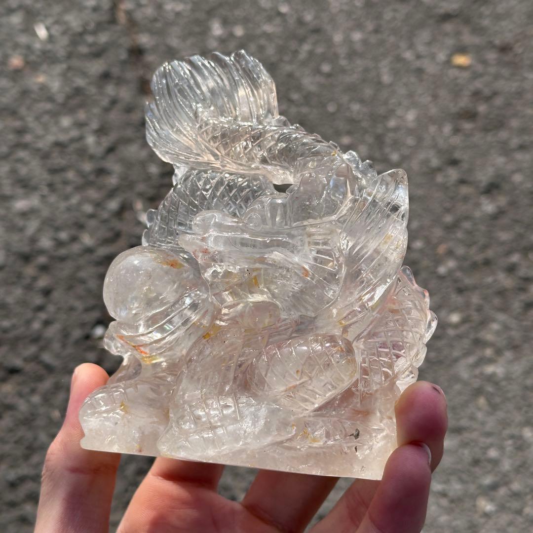 天然石水晶の龍　置物　ご購入前に在庫確認必要G.218