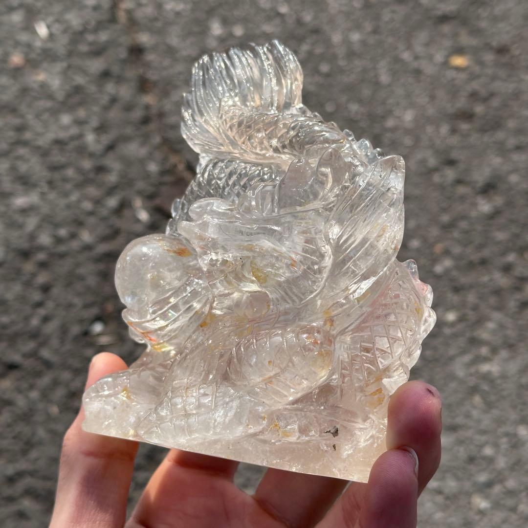 天然石水晶の龍　置物　ご購入前に在庫確認必要G.218