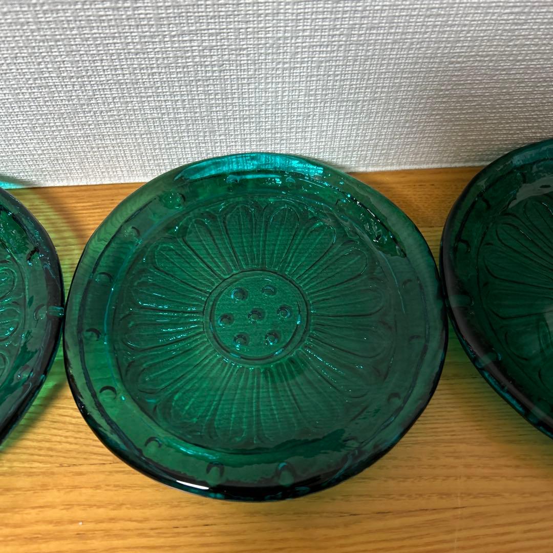 河上恭一郎　ガラス皿　蓮華文　5枚セット　作家物