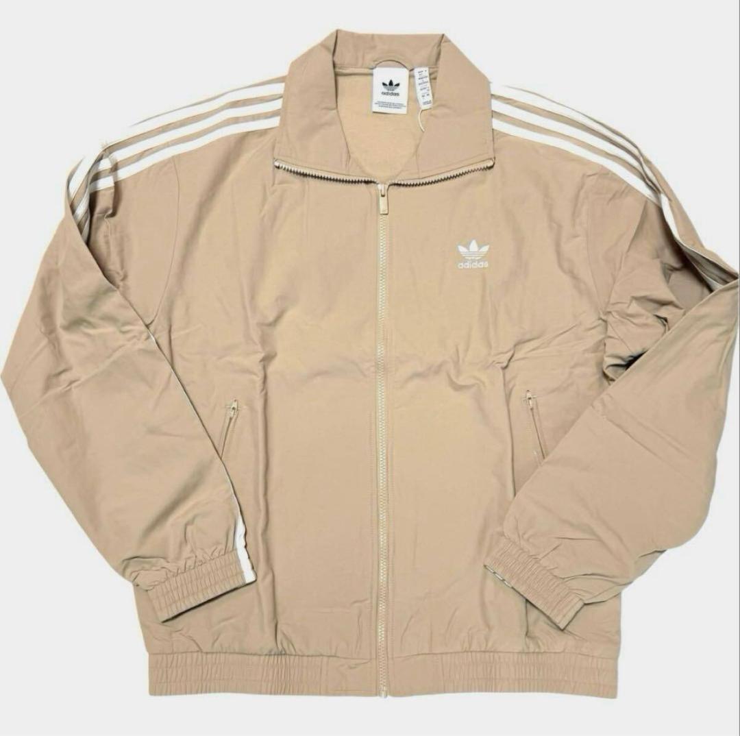 【軽く羽織れる万能アウター】adidas ナイロンジャケット ベージュ 2XL