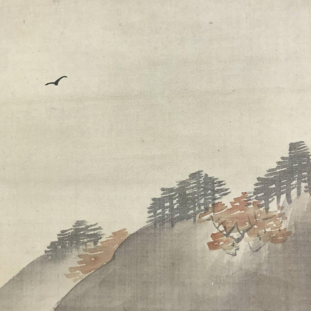 【真作】玉東/春景山水図/山水図/掛軸/名家伝来/AD-219