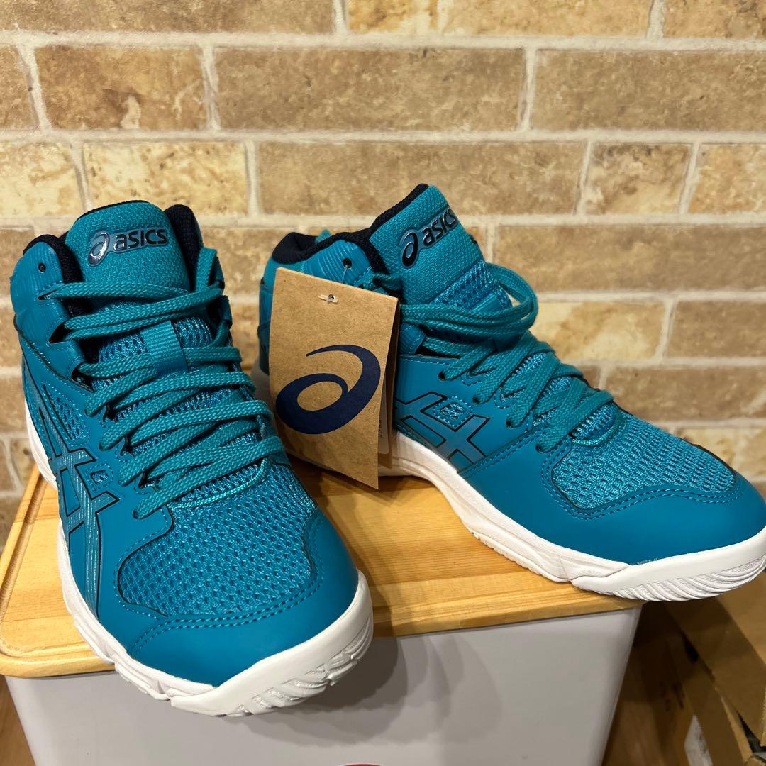 asics ターコイズ ハイカット バスケットシューズ
