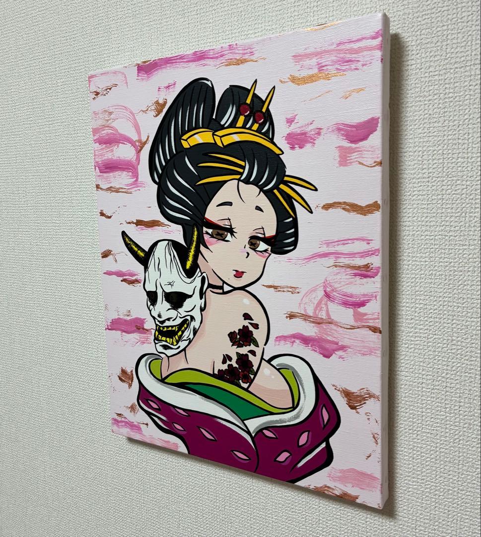 原画　アクリル画　絵画　アート　花魁　日本