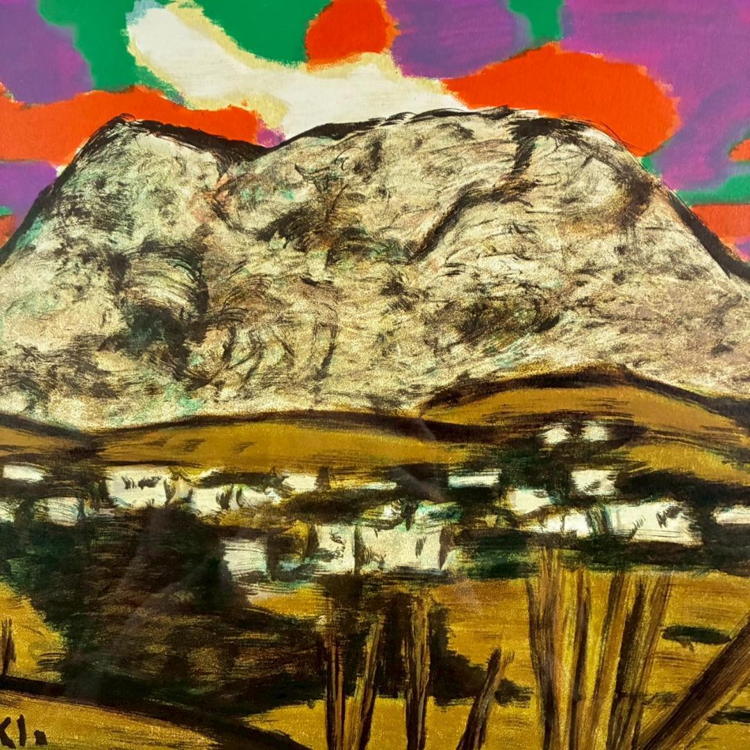 美品 田崎廣助「浅間山」リトグラフ 印章有 豪華額装 山岳画家 文化勲章受章