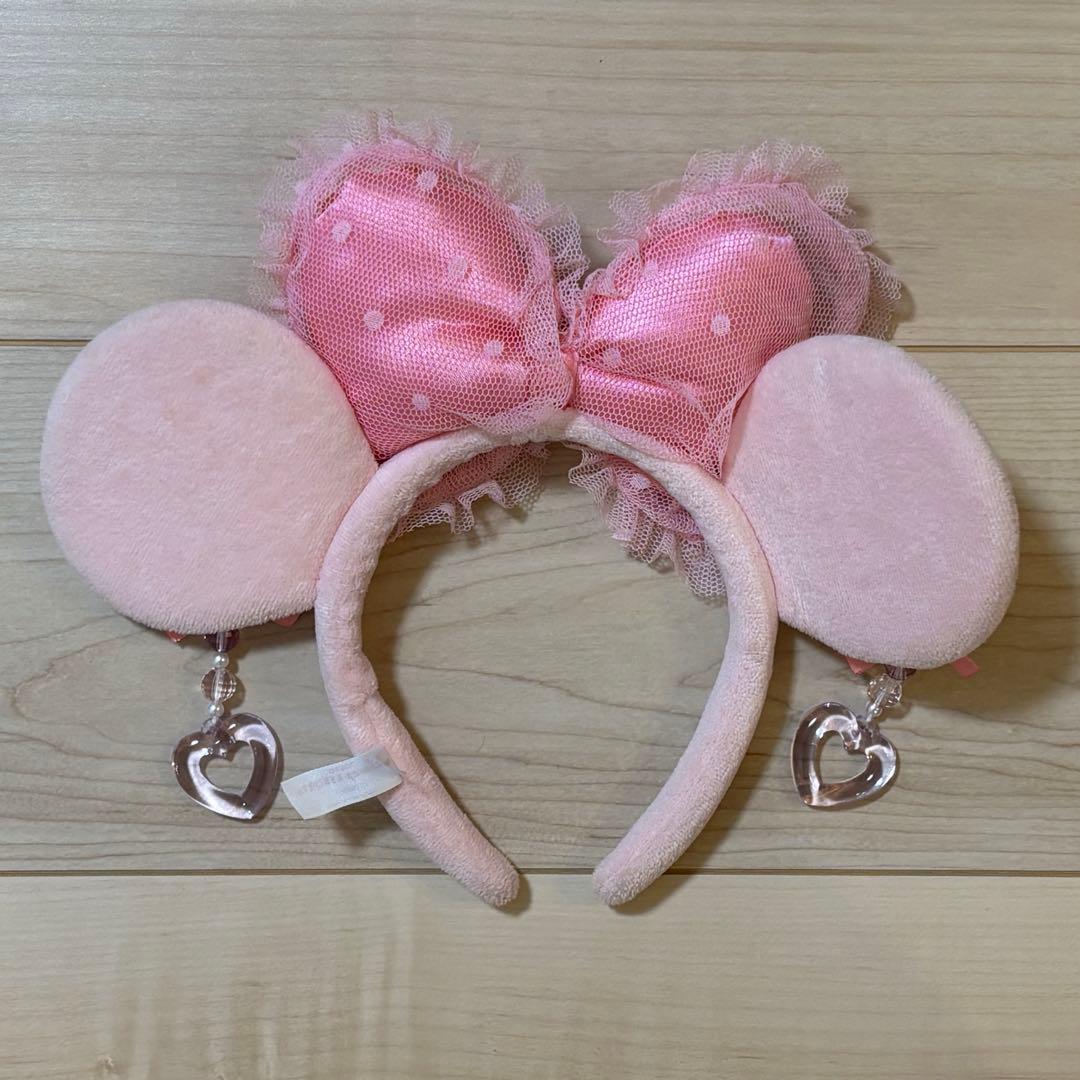 ディズニー ミニー カチューシャ イヤリング リボン ピンク