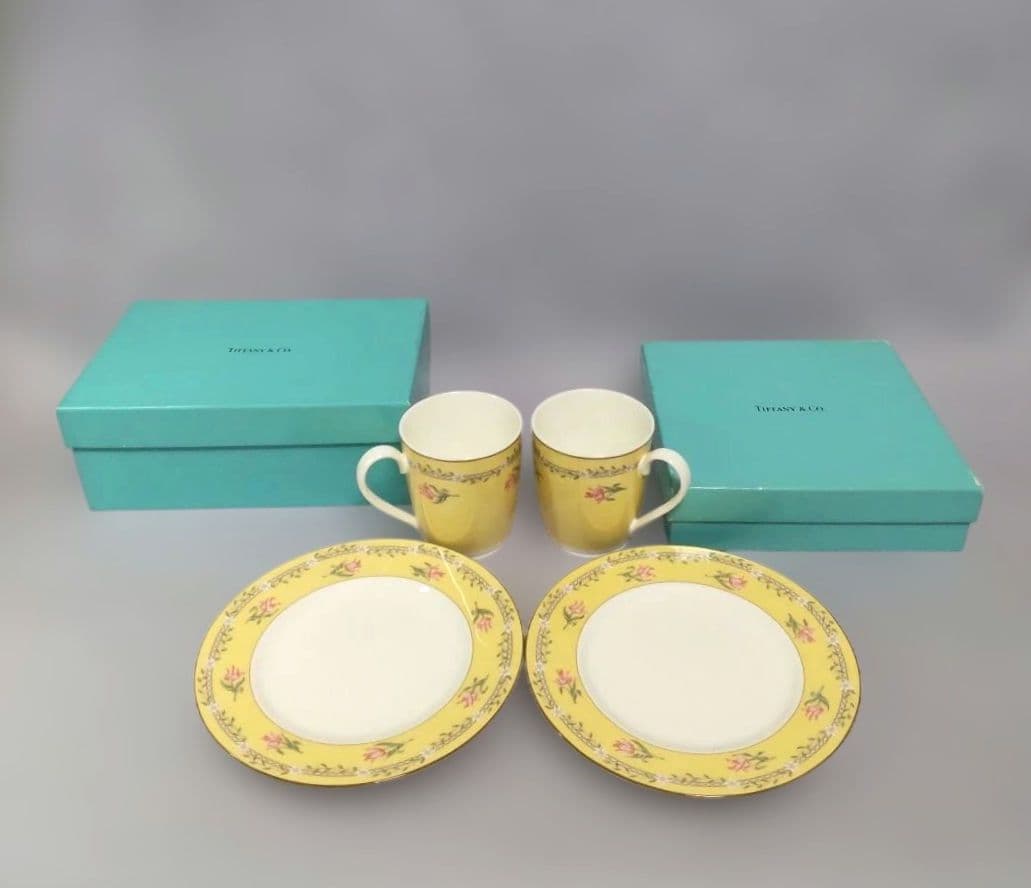 TIFFANY & Co. 未使用 ティファニー ピンクチューリップ皿マグセット