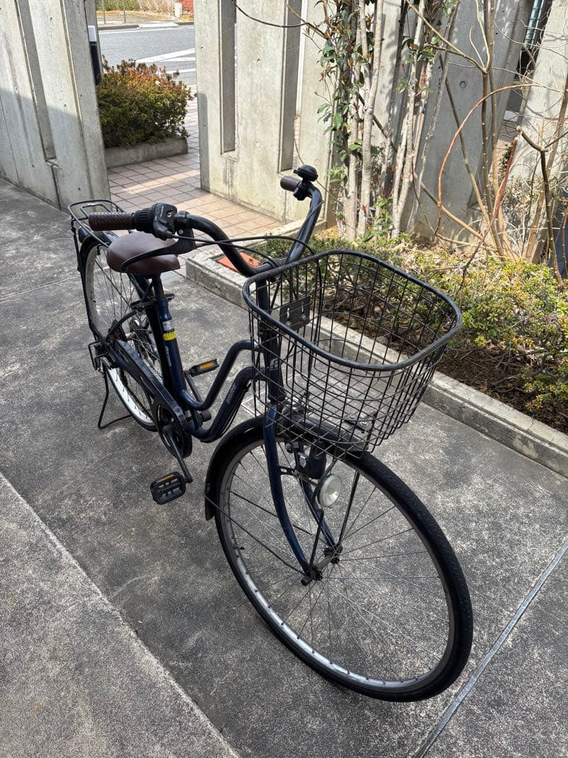 青色シティサイクル 前バスケット+自転車本体暗証番号ロック付き！