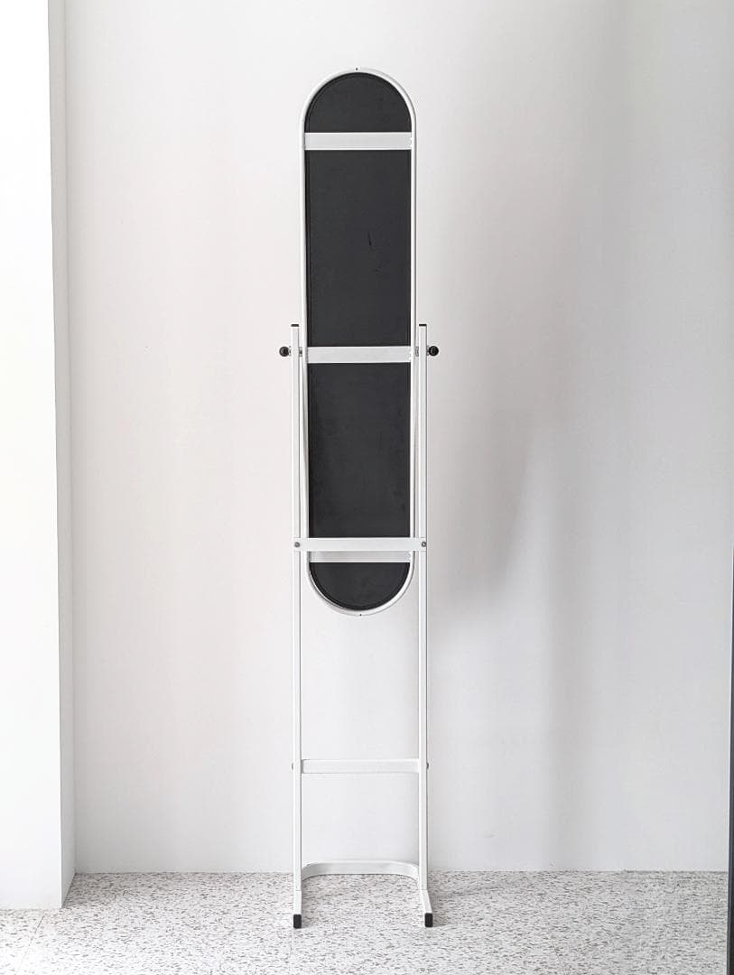 90s ビンテージ スリム スタンドミラー 白 姿見 スペースエイジ ポップ