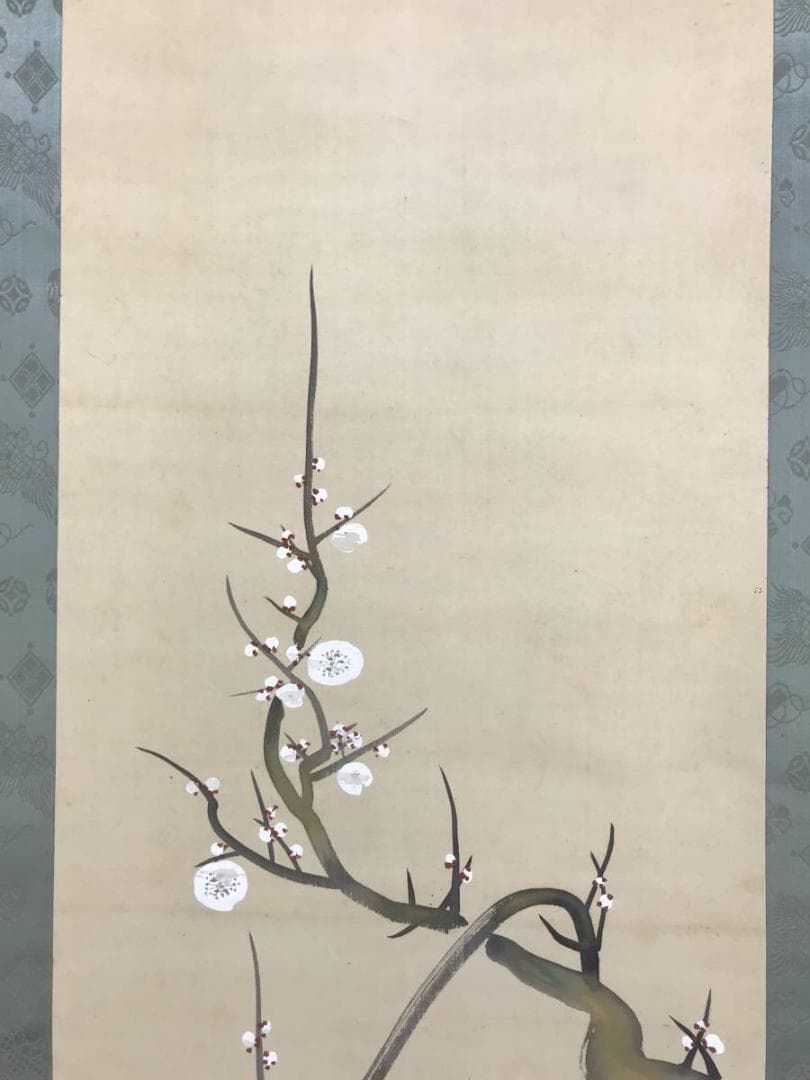 酒井抱祝/梅に南天図/花図/花木図/花鳥図/掛軸/名家伝来/AE-194