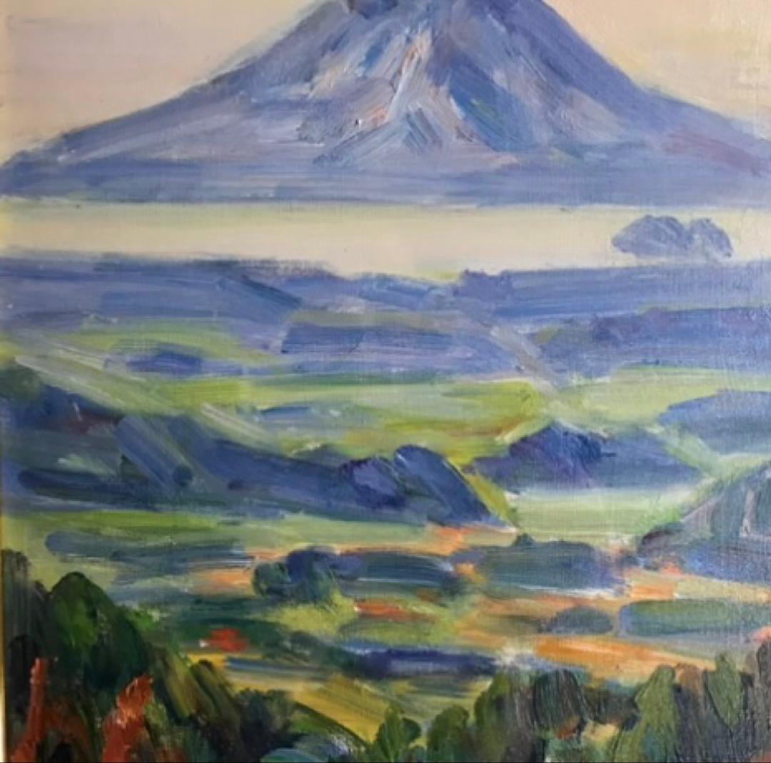 塚本張夫「桜島風景」 4号 油彩 油絵 絵画 風景画 オリジナル金彩額 木製額縁