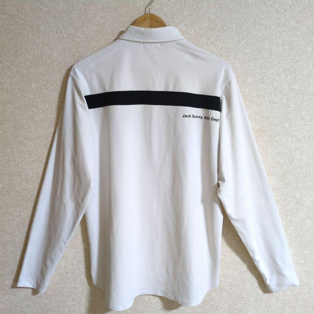 ジャックバニー メッシュポンチ素材 長袖 ポロシャツ 白 XL
