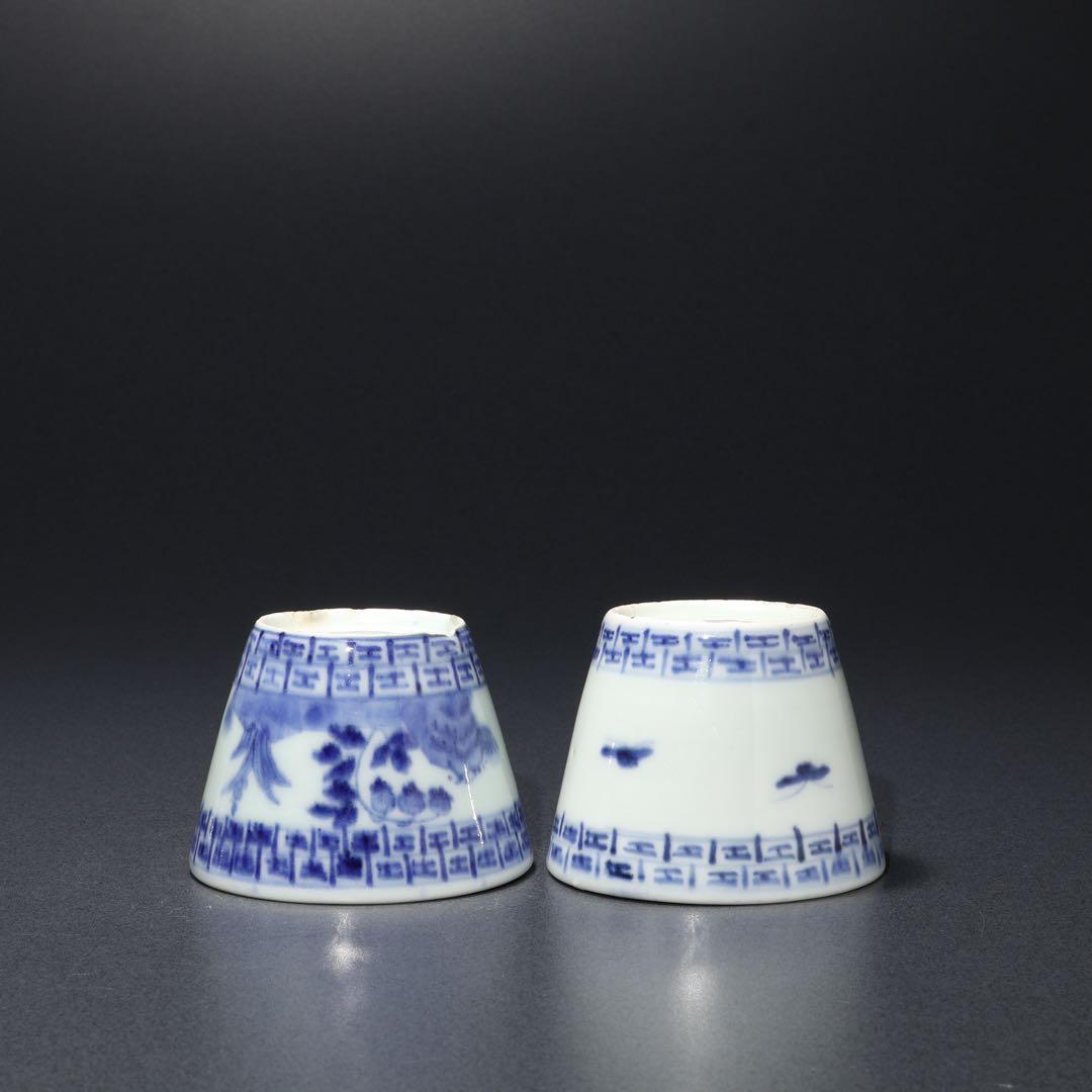 伊万里染付すずらん図蕎麦猪口５個　箱入　骨董　古伊万里　R1739