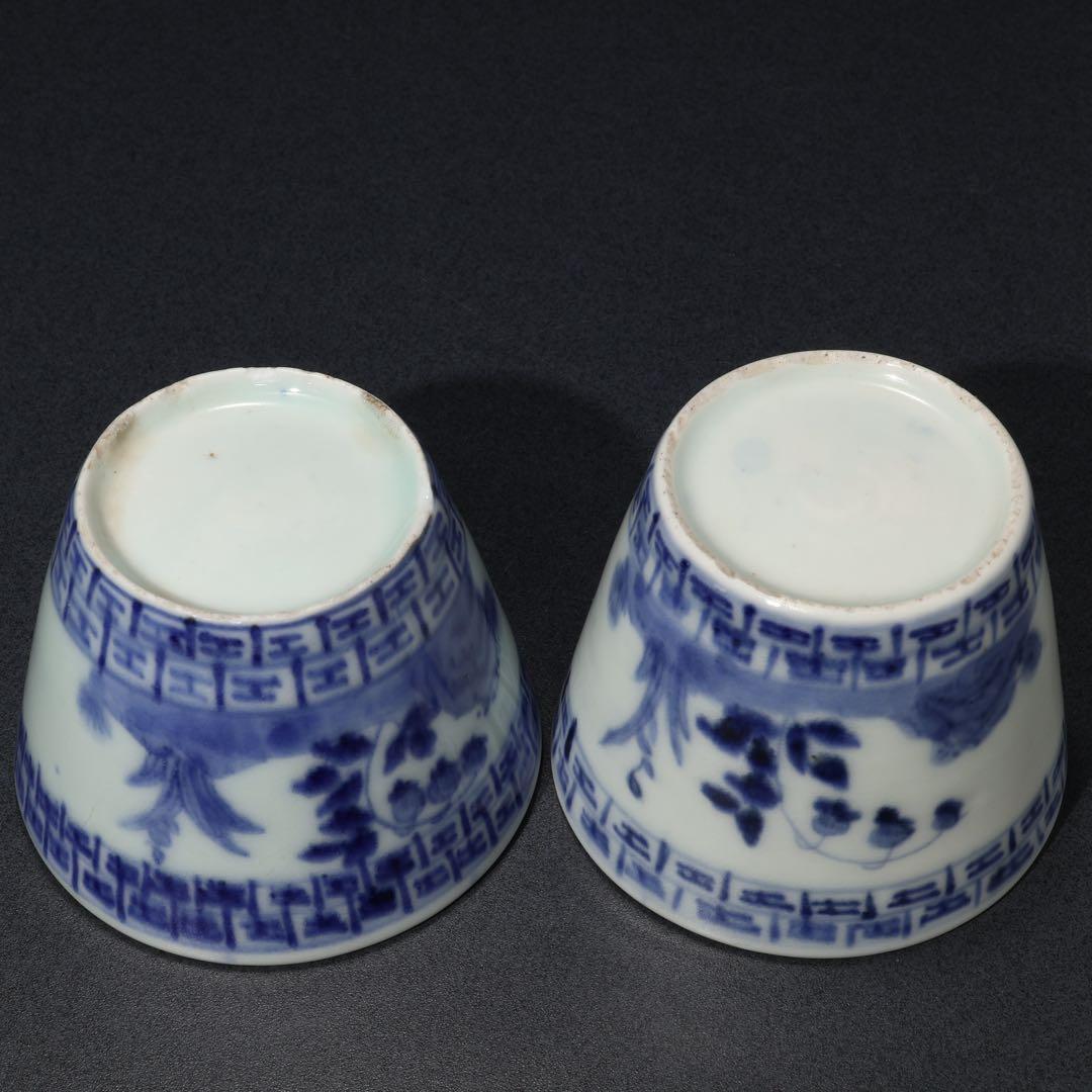 伊万里染付すずらん図蕎麦猪口５個　箱入　骨董　古伊万里　R1739