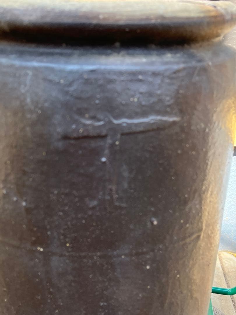 陶器壺、中国・アンティーク。寸胴型。食品保存，運搬壺。