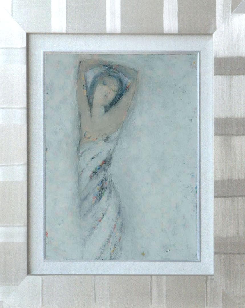 油絵 菅家令子 絵 絵画 インテリア 額付(黒) F6-080912 人物 女性