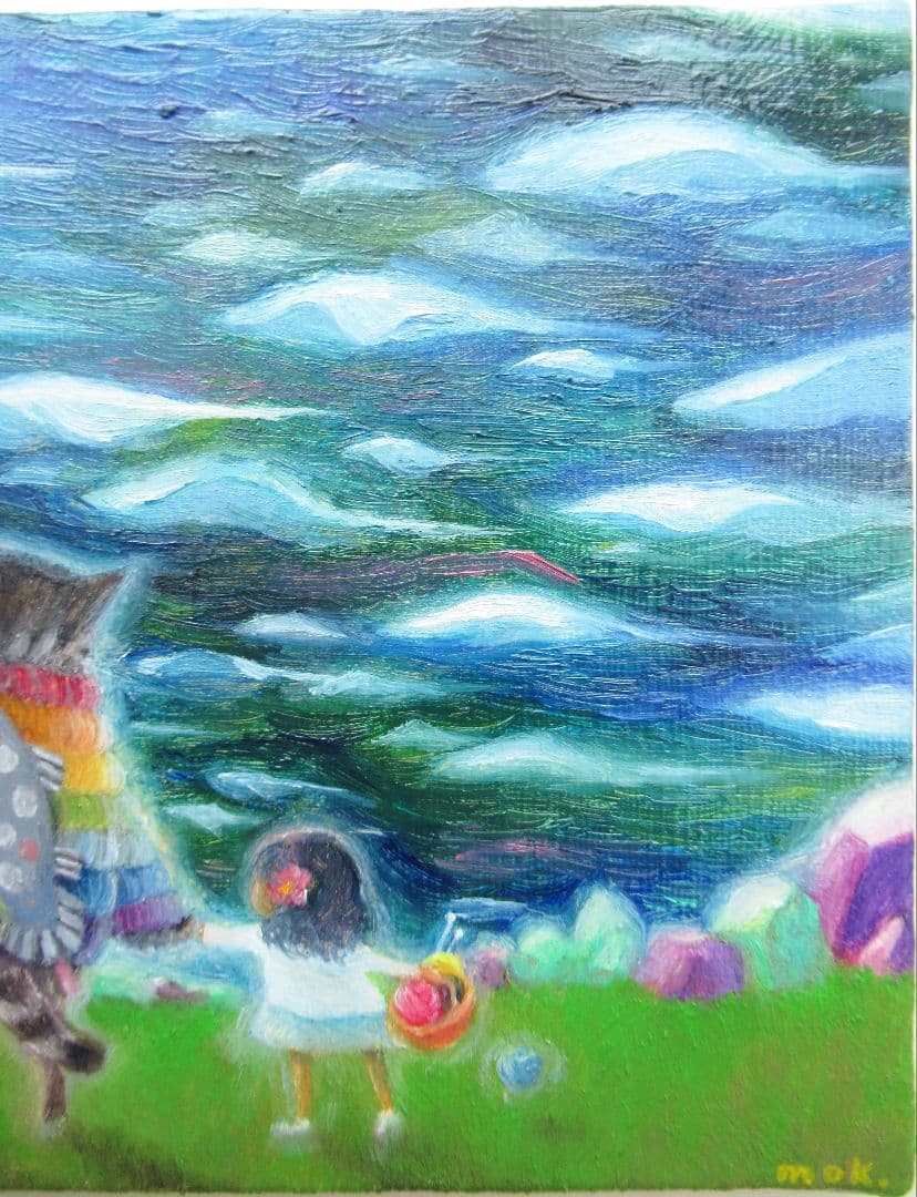 ［匿名で配送］一点もの 猫 油絵 油彩 絵 インテリア