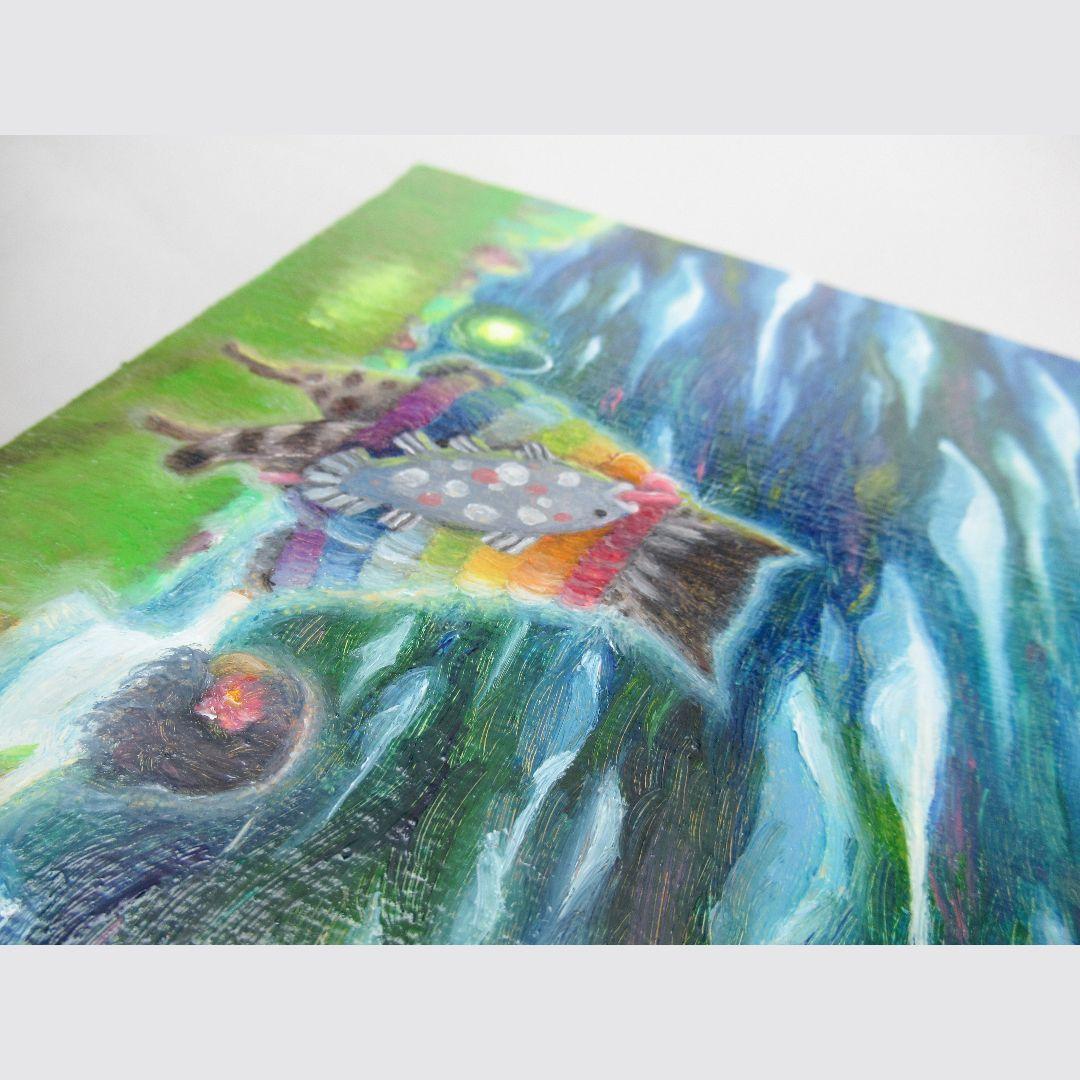 ［匿名で配送］一点もの 猫 油絵 油彩 絵 インテリア