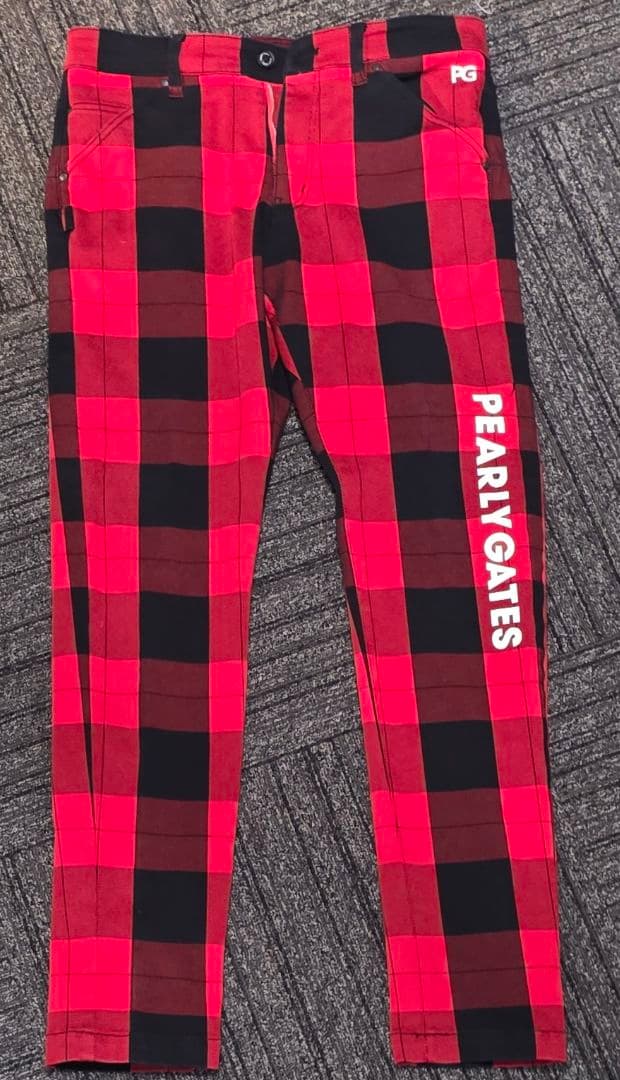 PEARLY GATES 【ストレッチ素材】赤×黒 パンツ&帽子 Size 4
