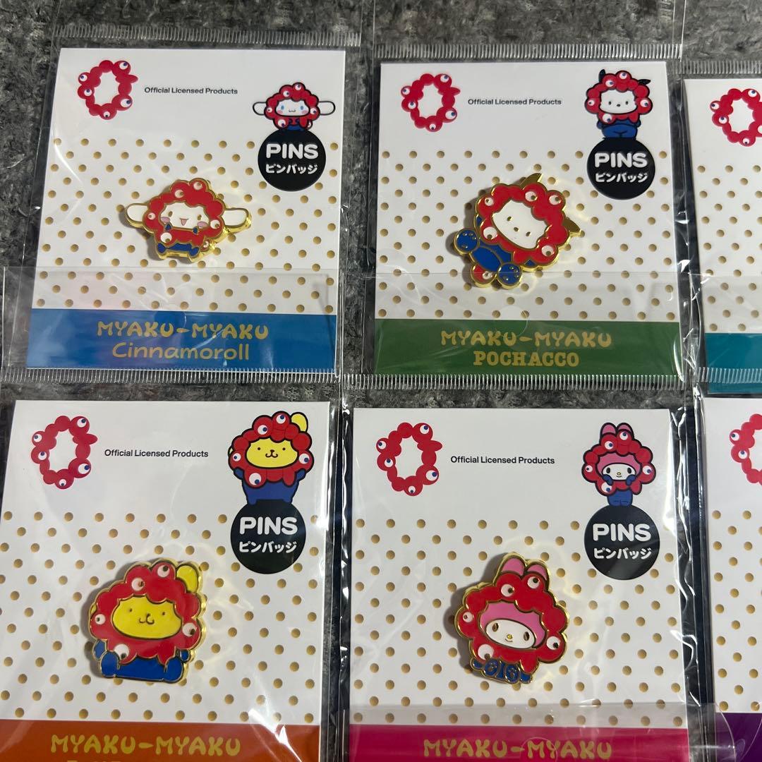 サンリオ　ミャクミャク　ピンバッジ　コンプリート　金　ゴールド　赤