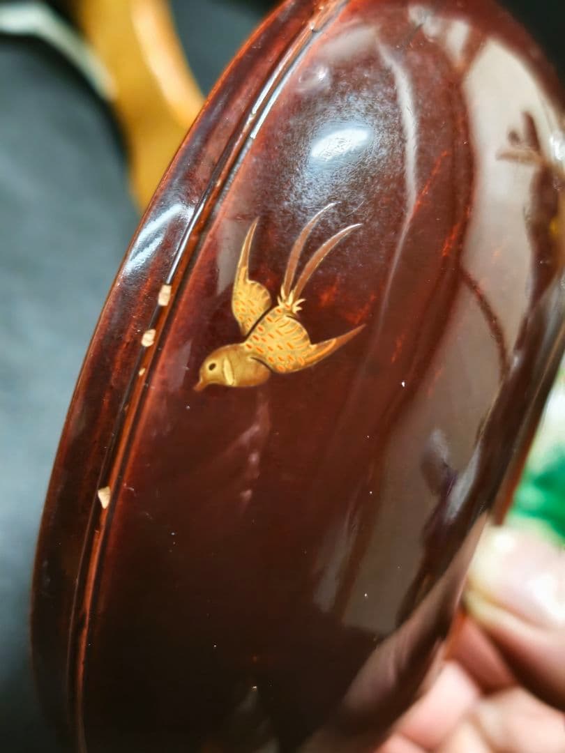 古鉢 豊楽焼 江戸時代 豊木 蒔絵 織部釉富士山図 桐箱 古美術 骨董品美品