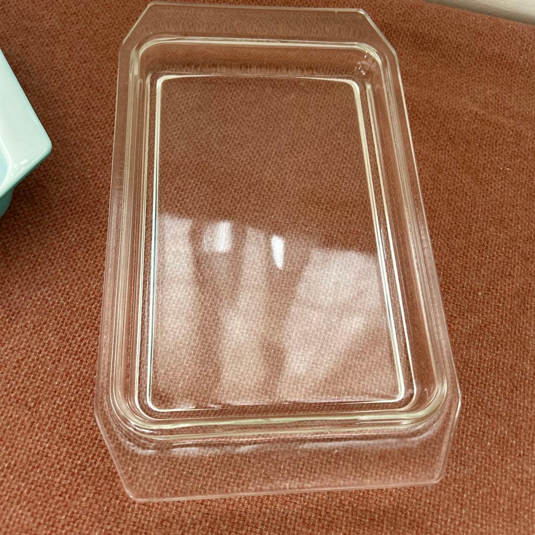 レトロ　パイレックス　ターコイズ　スノーフレーク　キャセロール ディッシュ