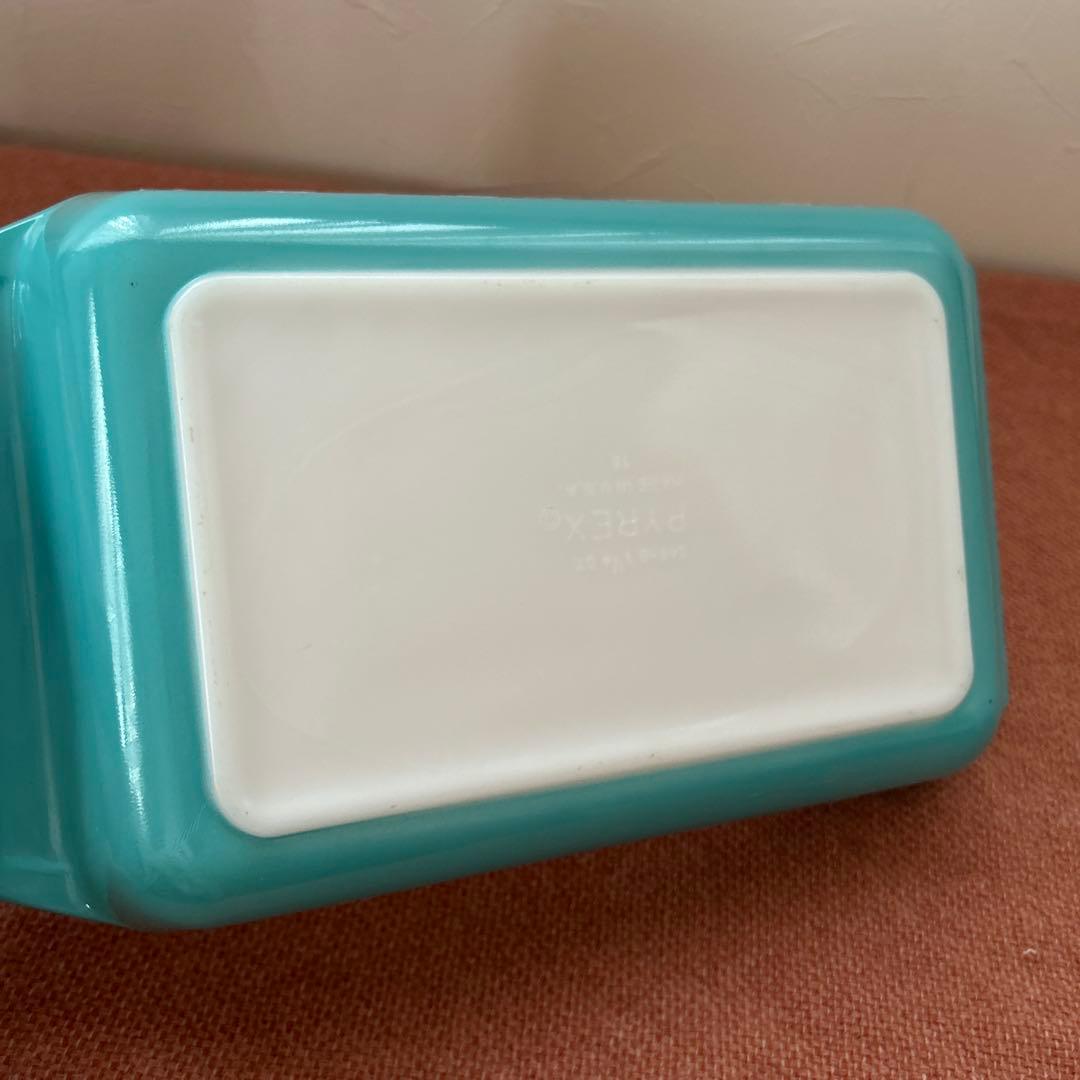 レトロ　パイレックス　ターコイズ　スノーフレーク　キャセロール ディッシュ