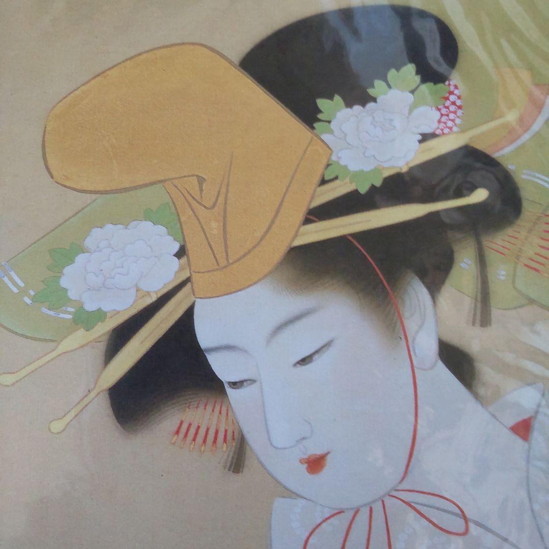 上村松園 『 男舞 』 美人画 名品 複製 色紙 希少 茶道具 美品です。