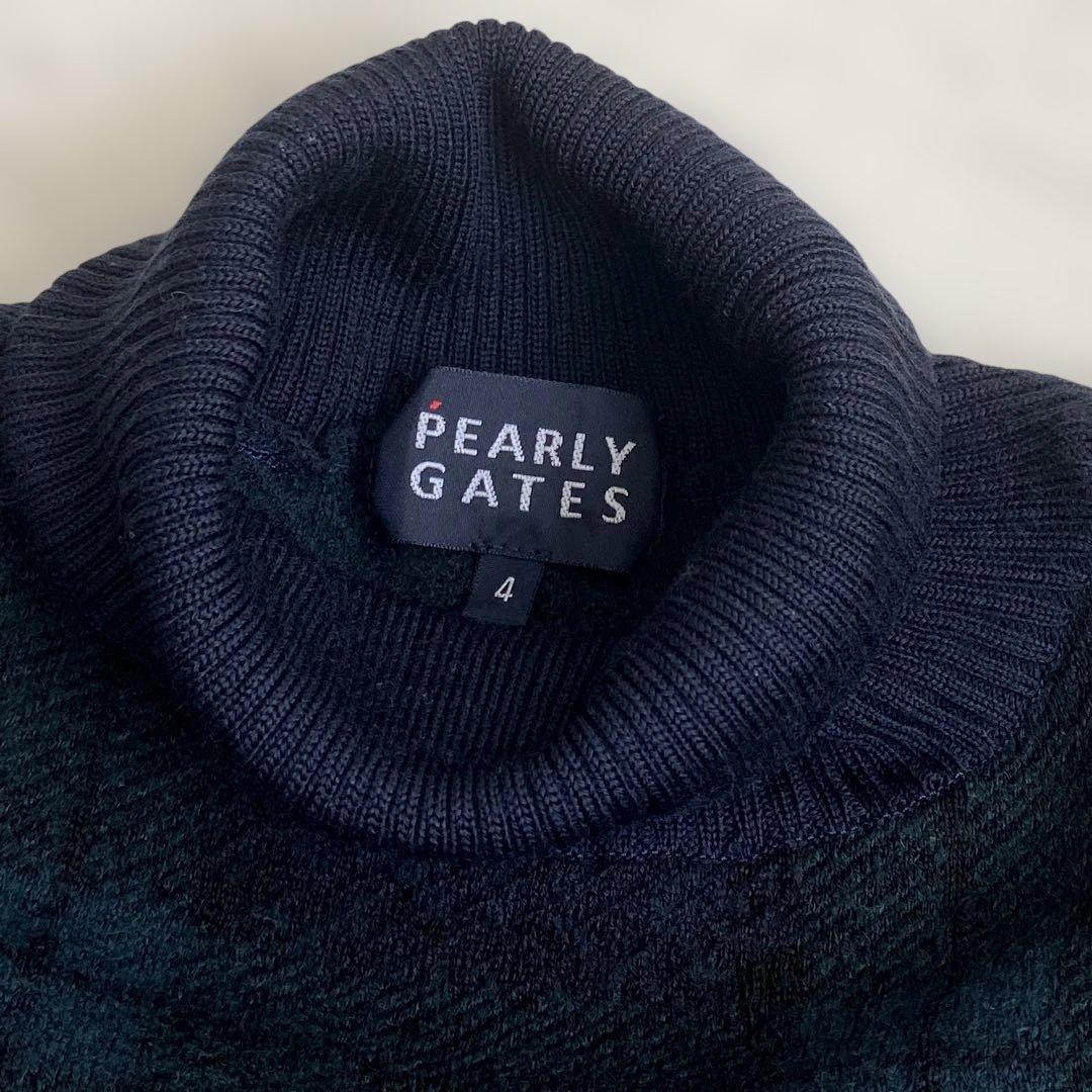 ✨PEARLY GATES　パーリーゲイツ　タータンチェックタートルネックニット