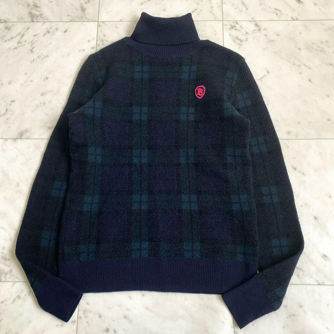 ✨PEARLY GATES　パーリーゲイツ　タータンチェックタートルネックニット