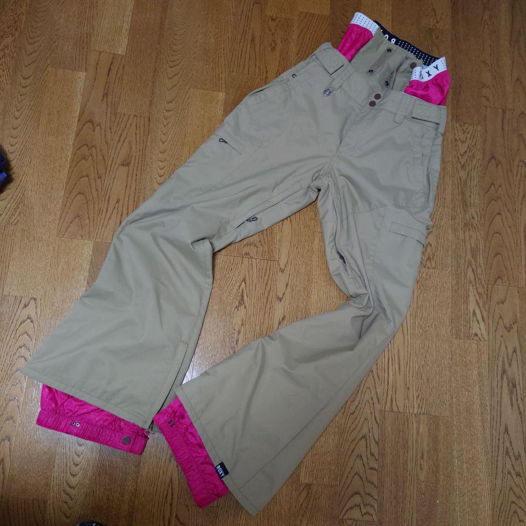 【美品】ROXY　スノボウェア　上下セット　デニム風　ベージュ　ピンク　Ｓ