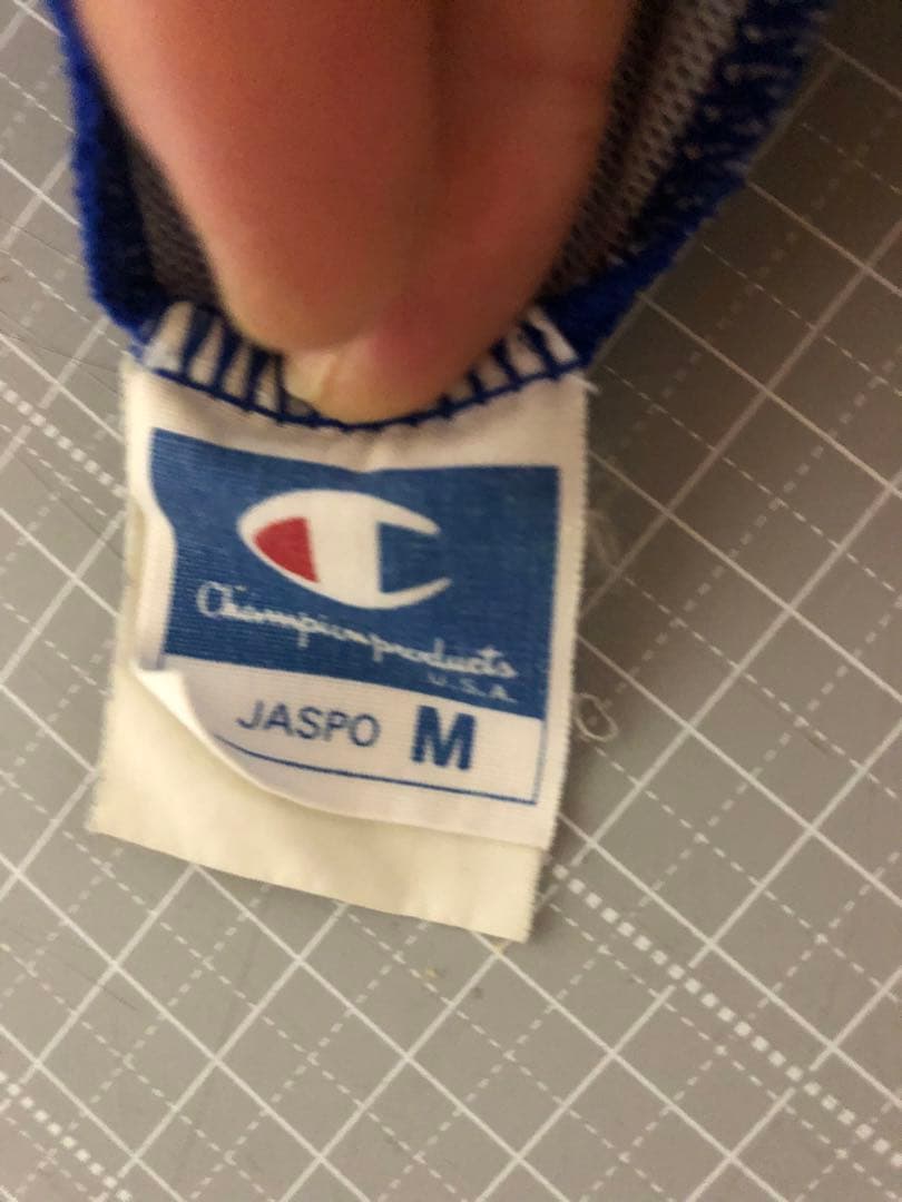 champion ブルー　トラックパンツ　vetements 風　加工 サイズm