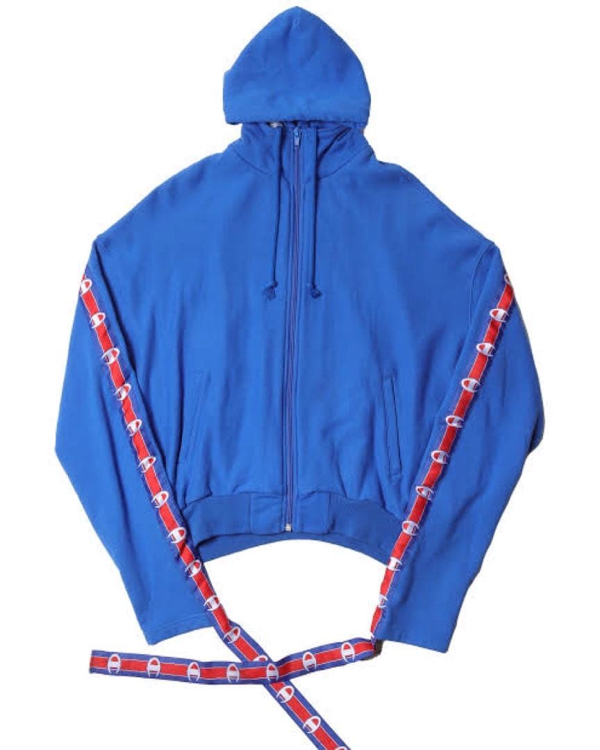 champion ブルー　トラックパンツ　vetements 風　加工 サイズm