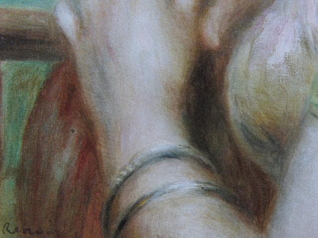 ルノワール、【レースの帽子の少女】、新品高級額 額装付、年代物・希少画集画