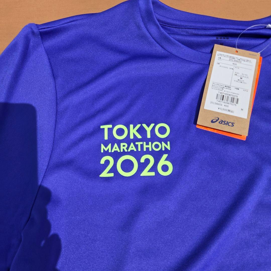 asics 東京マラソン2026 Tシャツ 海外Mサイズ 紫