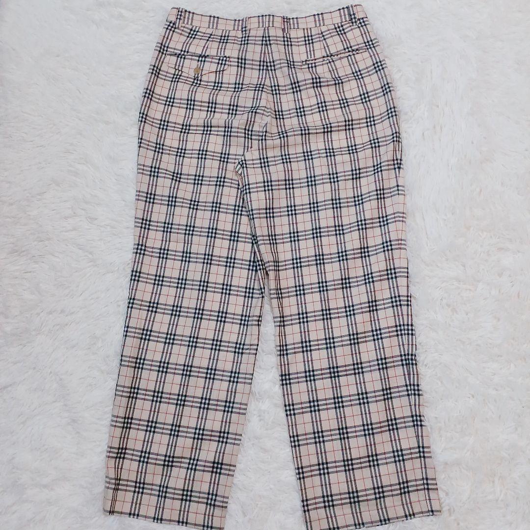 美品 バーバリー ゴルフ ノバチェック スラックス パンツ ベージュ メンズ