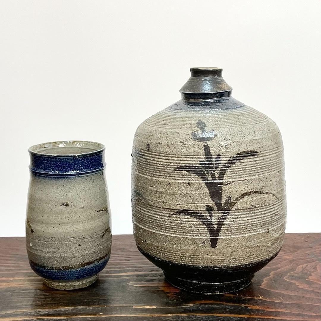 丸田正美 塩釉 作品 ニ点まとめ ビアマグ 花入 花瓶