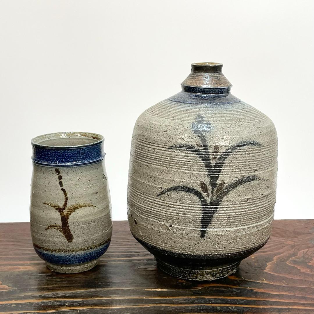 丸田正美 塩釉 作品 ニ点まとめ ビアマグ 花入 花瓶